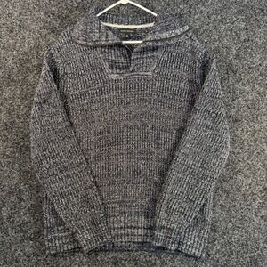 Banana Republic Mens Shawl‎ Collar Sweater Navy White Marl Knit Pullover XL